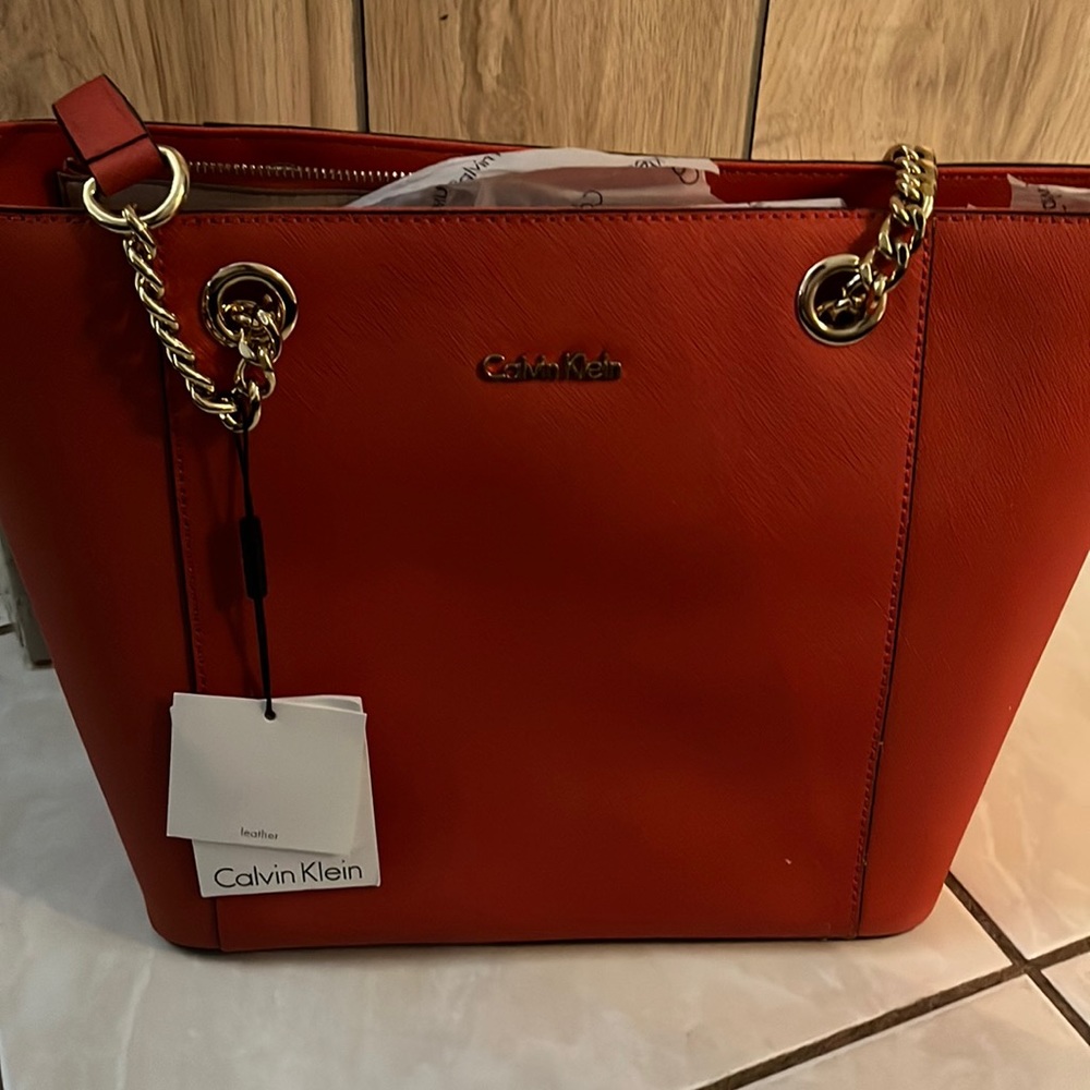 orange calvin klein purse